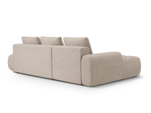 Cosmopolitan Design Uitklapbare hoekbank links met opbergdoos Linz 3-zits, structurele stof zand - 142x275x84cm
