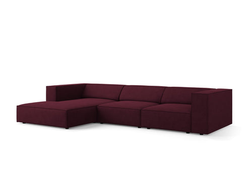 Cosmopolitan Design linker hoekbank Arendal 4-zits, chenille met ribbeleffect, robijn - 166x284x70cm