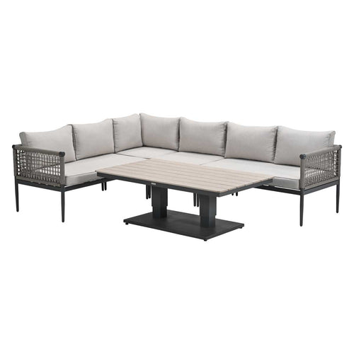 Garden Impressions lounge dining set Burela - Brugge - taupe - links - 5-delig - vtwonen shop