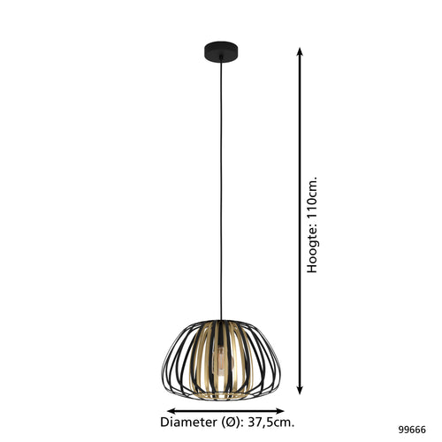 EGLO hanglamp Encinitos - e27 - ø 37,5 cm - zwart/goud - vtwonen shop