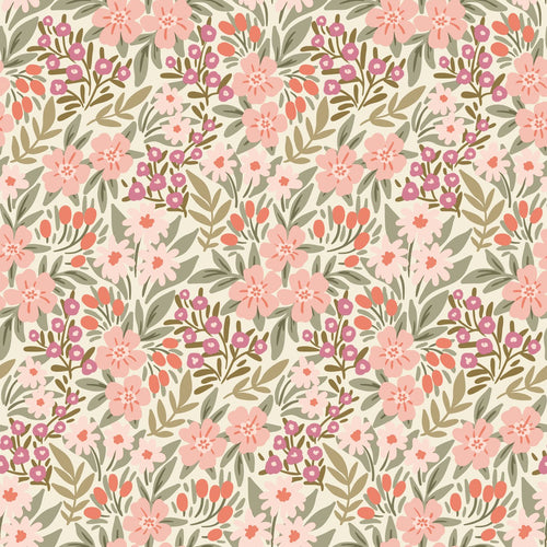 ESTAhome behang bloemen groen, roze en paars - 50 x 900 cm - 131450 - vtwonen shop