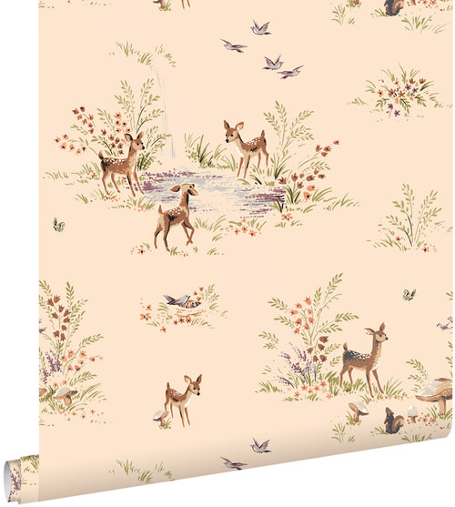 ESTAhome behang hertjes warm beige - 50 x 900 cm - 131430 - vtwonen shop