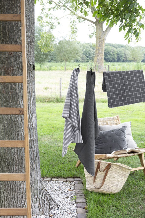 Walra - Keukenset Dry w. Cubes Uni, Stripes & Blocks - 3x 50x70 cm - Off Black