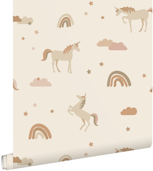 ESTAhome behang unicorns beige en terracotta - 50 x 900 cm - 131460