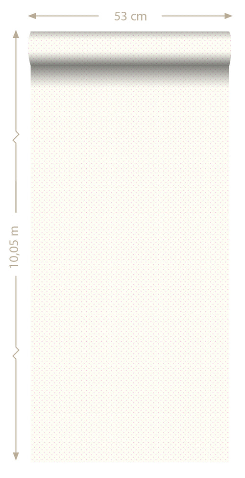 ESTAhome behang kleine stipjes gebroken wit en roze - 53 cm x 10.05 m - 137314