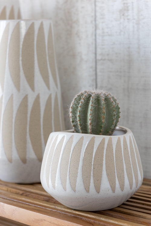 J-Line bloempot Kai - keramiek - beige/wit - small - Ø 16 cm - vtwonen shop