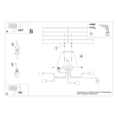Sollux Lighting Kroonluchter VECTOR 6 wit - 80x64x15,5cm
