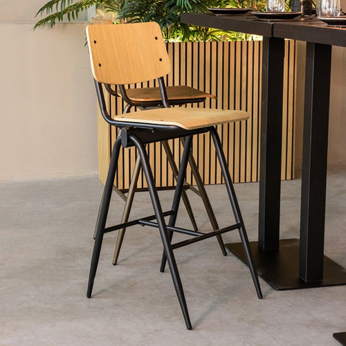 LABEL51 Barkruk Solid - Naturel Hout - Zithoogte 86cm - Set van 2 - vtwonen shop