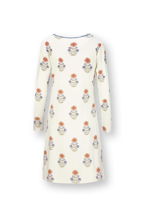 Pip Studio - Dana Nachthemd Lange Mouw Dames - Tanaka - Wit - XXL - vtwonen shop