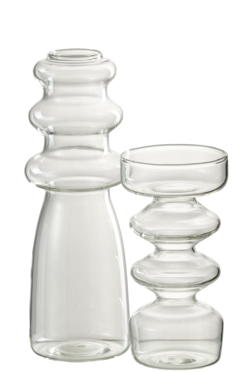 J-Line vaas Luna - glas - transparant - large - 21 cm hoog