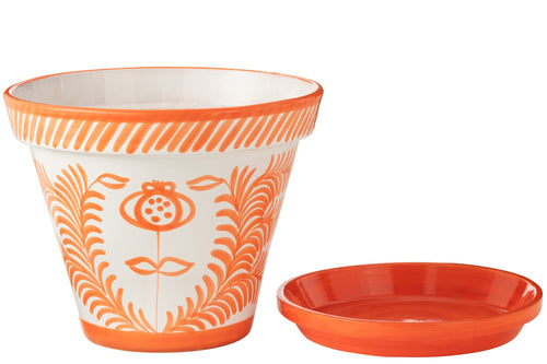 J-Line bloempot Granada Handmade + Painted - keramiek - oranje - extra large - Ø 50 cm