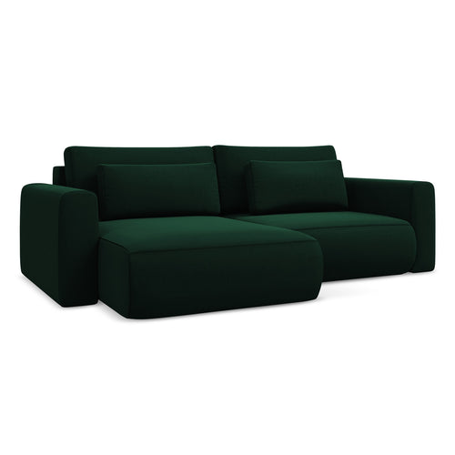LaMiaSofa hoekbank links Perugia - velours - flessengroen - 240x149x82