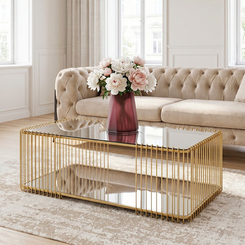 Kare Design Salontafel Wire Double 120x60cm goud