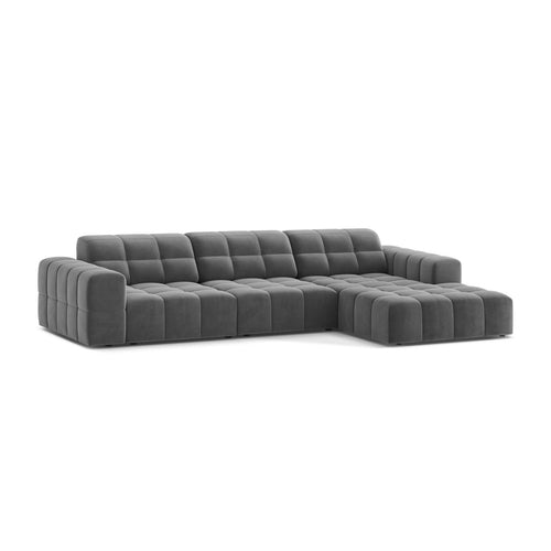 Cosmopolitan Design - Rechter hoekbank Chicago 4-zits, flueel lichtgrijs - 167x294x78cm