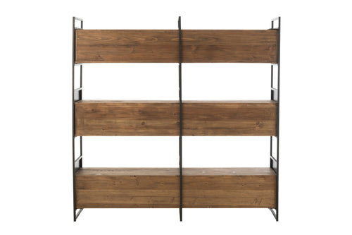 J-Line rek - hout/metaal - zwart/naturel - large