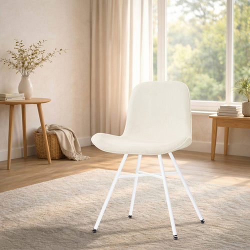 Nolon Noa-Fé Eetkamerstoel Rib Beige - Wit Onderstel
