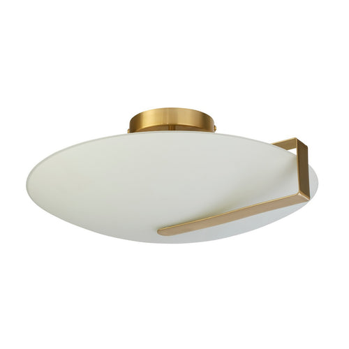 Searchlight Sundial Plafondlamp met inbouwspot - Goudkleurig metaal en matglas