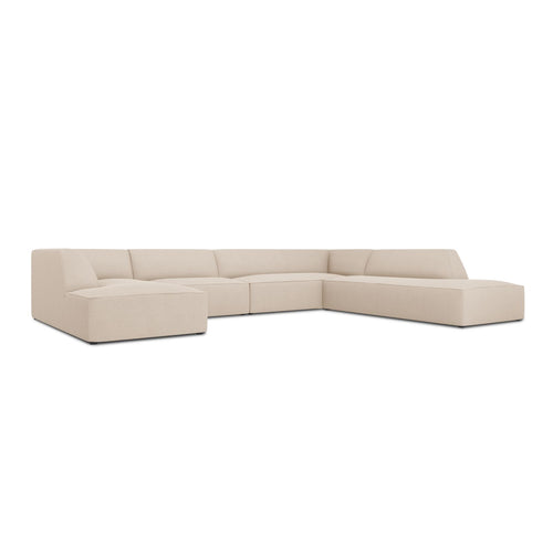 Cosmopolitan Design - Panoramische hoekbank rechts Siena 7-zits, structurele stof beige - 273x366x69cm
