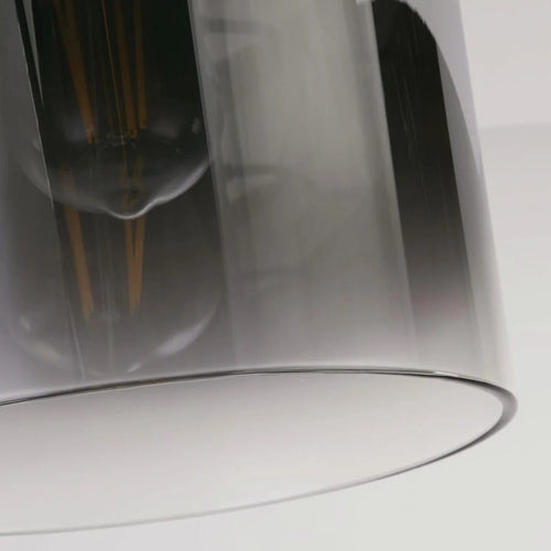 Searchlight Sweden 1-lichts plafondlamp - matzwart en gerookt glas