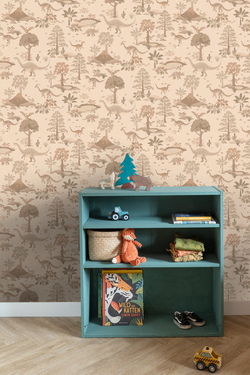ESTAhome behang dinosaurussen beige - 50 x 900 cm - 131659 - vtwonen shop