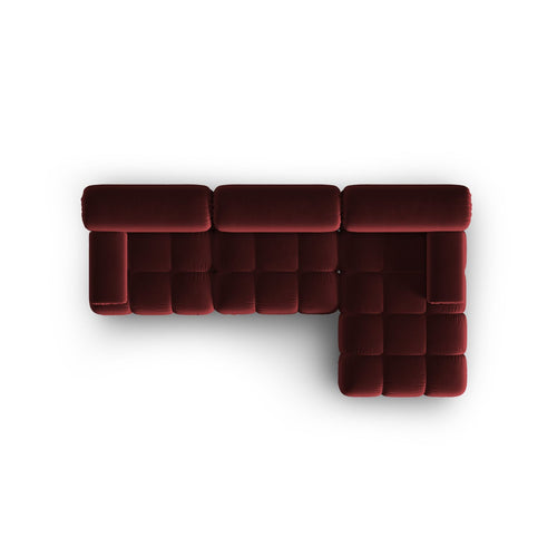 Cosmopolitan Design - Modulaire hoekbank rechts Cortina 4-zits, flueel rood - 155x282x70cm