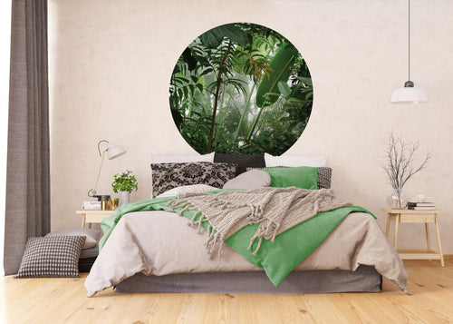 Sanders & Sanders zelfklevende behangcirkel tropische jungle bladeren groen - Ø 140 cm - 601137