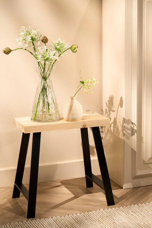 Mica Decorations  Plano Kruk - L46 x B32 x H46 cm - Vurenhout - Lichtbruin