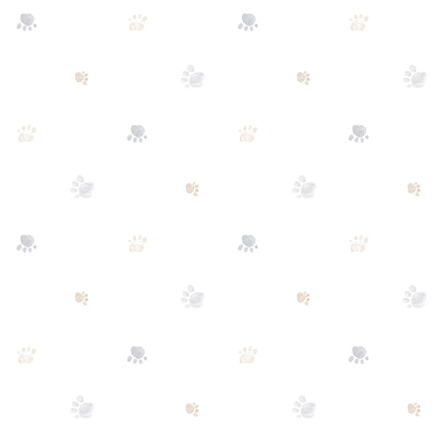 Sanders & Sanders behang pootafdrukken beige, grijs en wit - 53 cm x 10 m - 640583