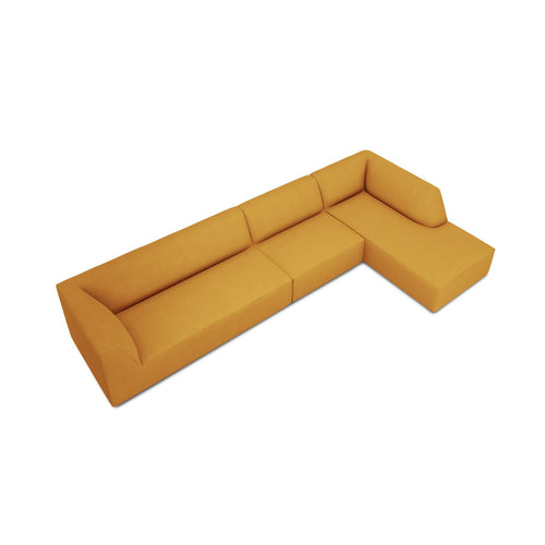 Cosmopolitan Design - Modulaire hoekbank rechts Siena 5-zits, structurele stof geel - 180x366x69cm