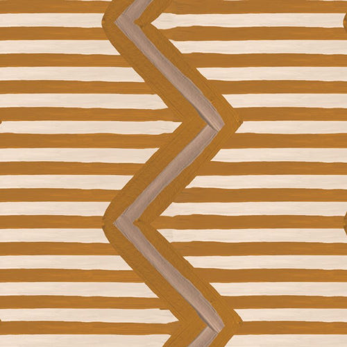 Catchii Behang Ikat Oez Zigzag Ocher Yellow - vtwonen shop