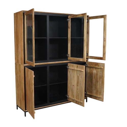 StarFurn Vitrinekast RichWood - Naturel Hout - 160x45x200cm