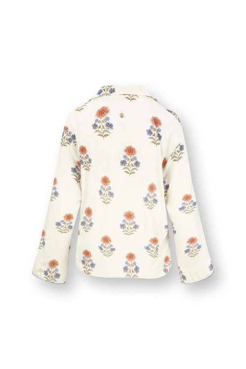 Pip Studio - Faye Pyjama t-shirt - Lange mouw Dames - Tanaka - Wit - XS - vtwonen shop