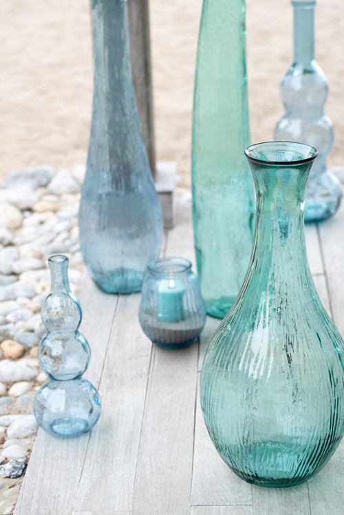 J-Line vloervaas - glas - azuurblauw