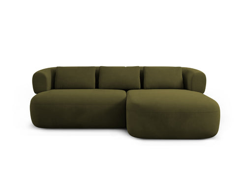 Micadoni rechter hoekbank Jenny 5-zits, flueel groente - 145x200x73cm