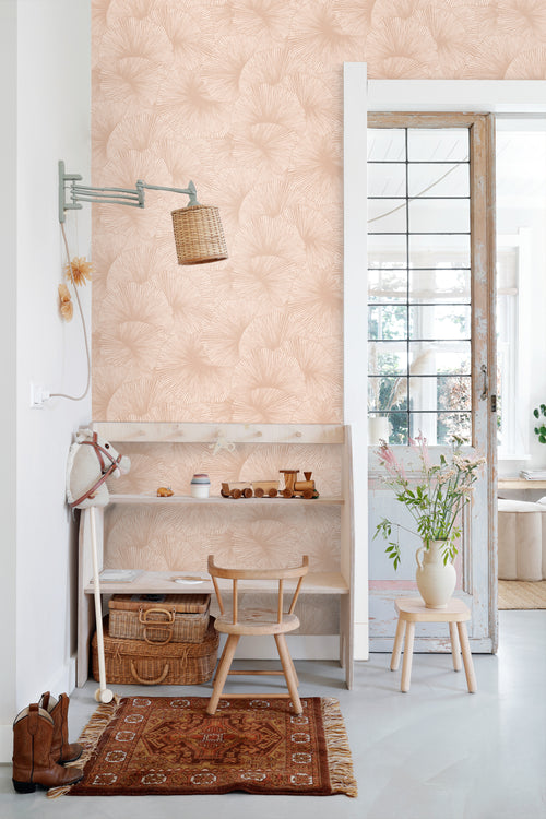 ESTAhome behang 3D-motief bladeren oudroze - 53 cm x 10.05 m - 131397