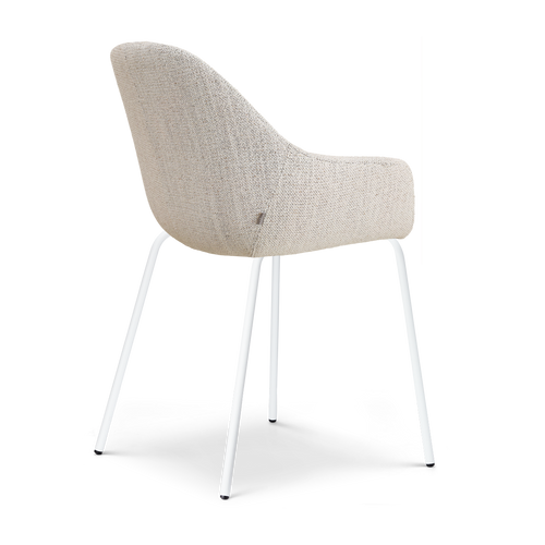 Nolon Nora-Mae Eetkamerstoel Beige Gemêleerd - Armleuning - Witte Poten - vtwonen shop