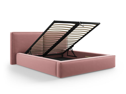 Micadoni Opbergbed met hoofdeinde Jodie 160x200cm, flueel, roze - 228x214x108cm