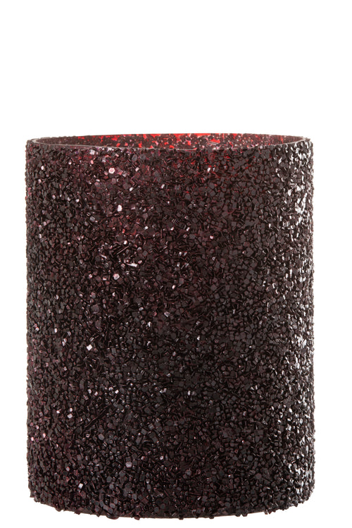 J-Line windlicht Glitter - glas - bordeaux - large - vtwonen shop