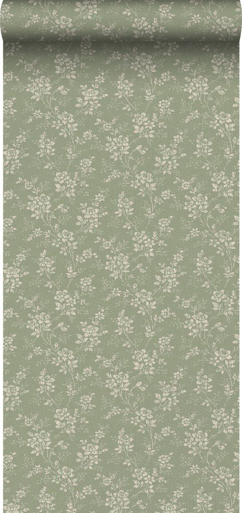 Borastapeter behang vintage bloemetjes groen - 53 cm x 10.05 m - 661035 - vtwonen shop