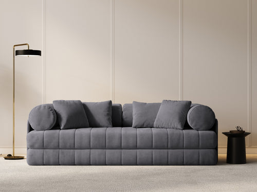 Cosmopolitan Design Converteerbare bank Kemi 3-zits, flueel donkergrijs - 95x206x70cm