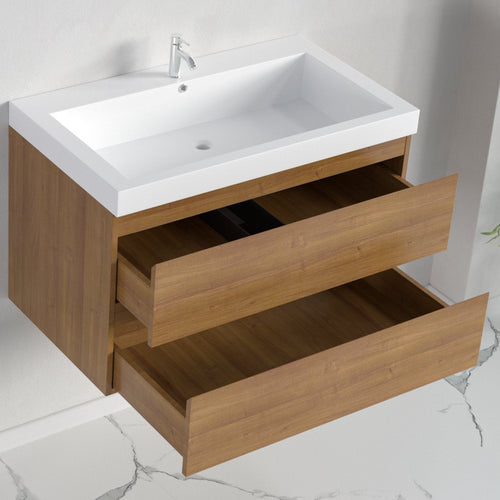 LOMAZOO badkamermeubel Monaco - zwevend - wit - warm eiken - 80 cm