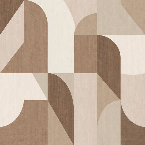 Origin Wallcoverings behang cirkels in Bauhaus stijl bruin en beige - 50 x 900 cm - 348028 - vtwonen shop
