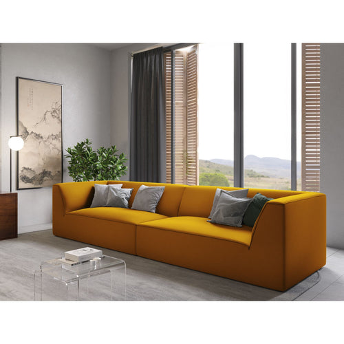 Cosmopolitan Design - Bank Siena 4-zits, flueel geel - 93x302x69cm
