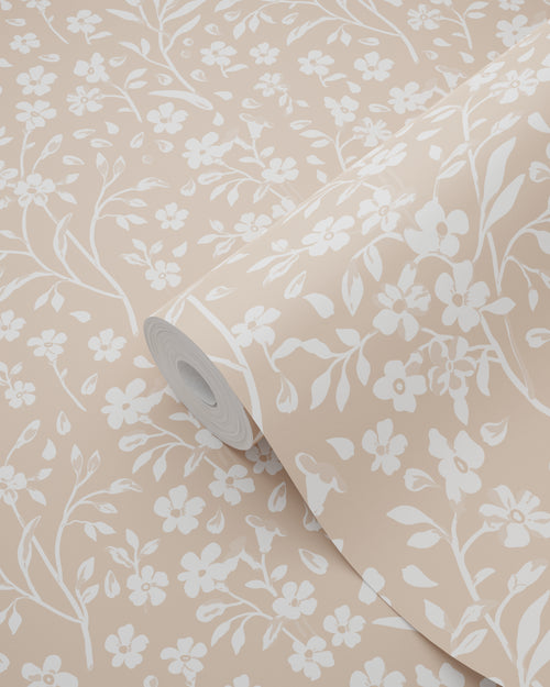 ESTAhome behang bloemetjes licht terracotta - 50 x 900 cm - 139880 - vtwonen shop