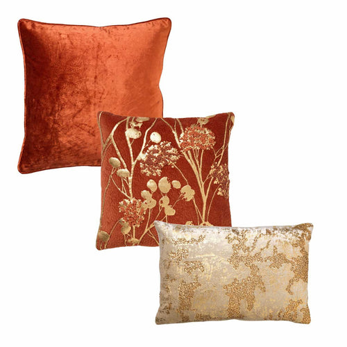 HOII VOORDEELSET GOLDEN SUNSET - Set van 3 sierkussens - Potters Clay - oranje - vtwonen shop