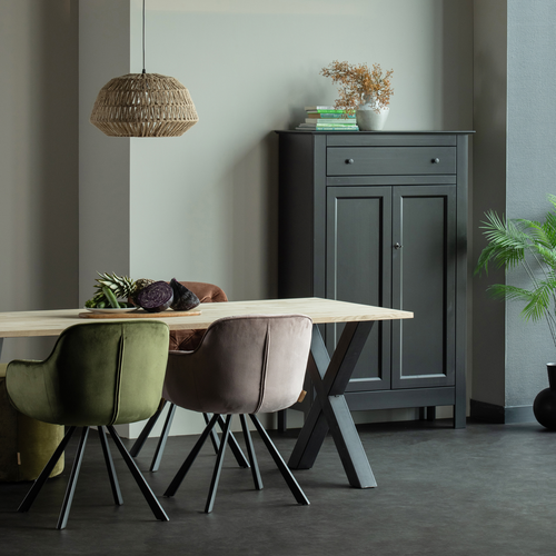 WOOOD meidenkast Eva - Grenen Geborsteld - Zwart - 150x93x40 - vtwonen shop