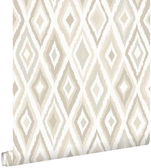 ESTAhome behang ikat motief beige - 53 cm x 10.05 m - 148628