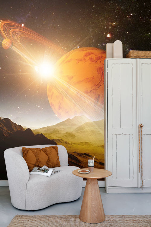 Sanders & Sanders fotobehang planeten in de ruimte oranje en bruin - 375 x 270 cm - 600998