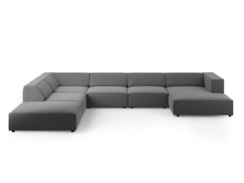 Cosmopolitan Design Panoramische hoekbank links Arendal 7-zits, flueel, cement - 262x364x70cm