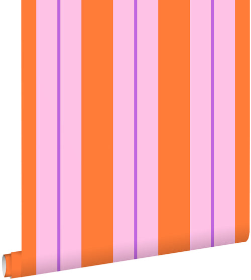 ESTAhome behang strepen oranje en roze - 50 x 900 cm - 131678